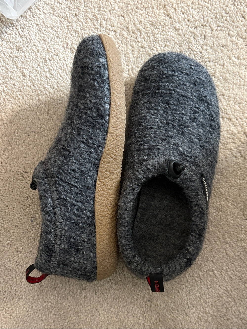 Giesswein “Vent” unisex Gray Wool Felt Slip-On Clog with Tan Sole
